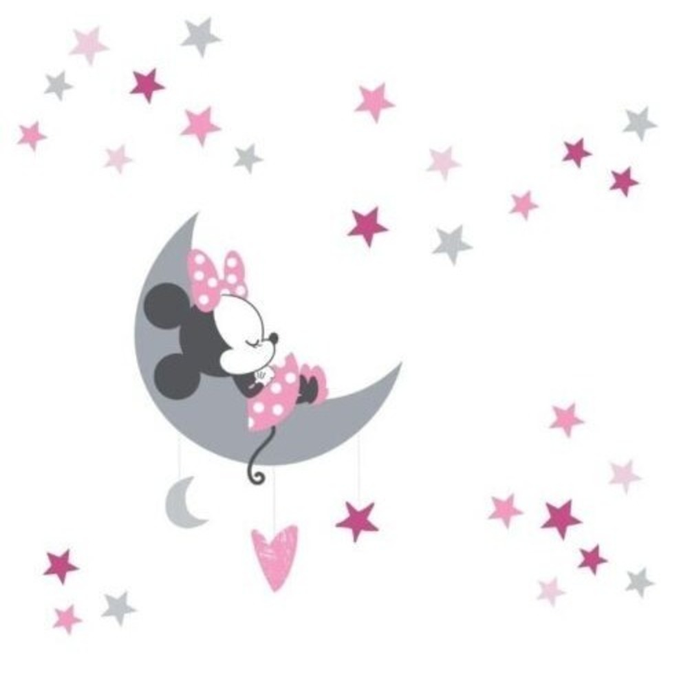 Disney Baby Minnie Mouse Pink & Gray Celestial Wall Moon Star Decals Lambs & Ivy